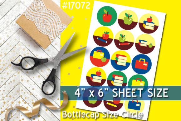 Back to School Bottle Cap: Printable Circle Images for Endless Craft Projects