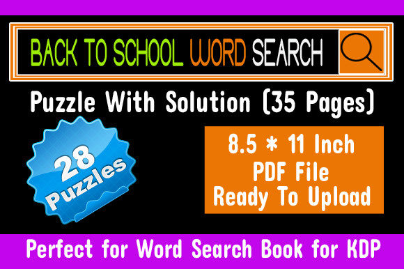 Back to School Word Search Book Interior for KDP Success